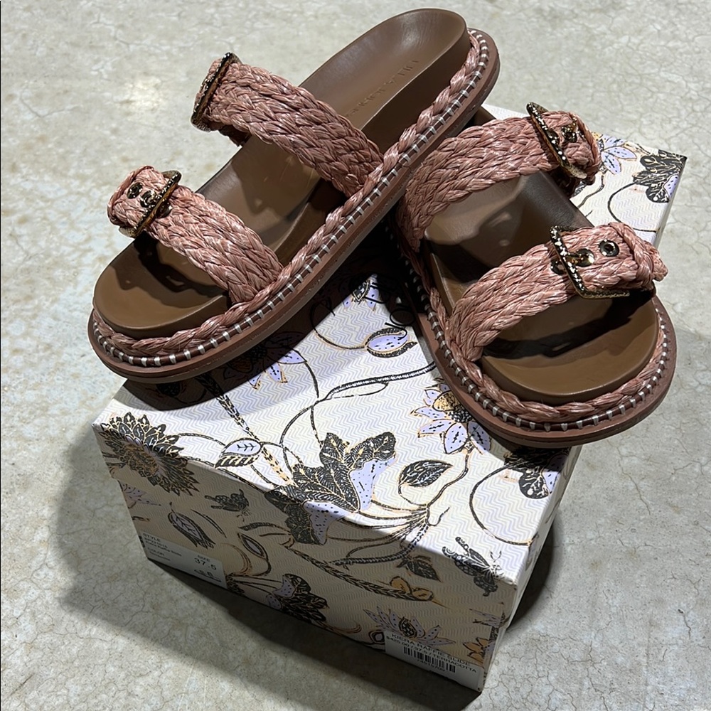 Braided Pink/Sslmon color Sandals ULLA JOHNSON  size 37.5 like new worn once